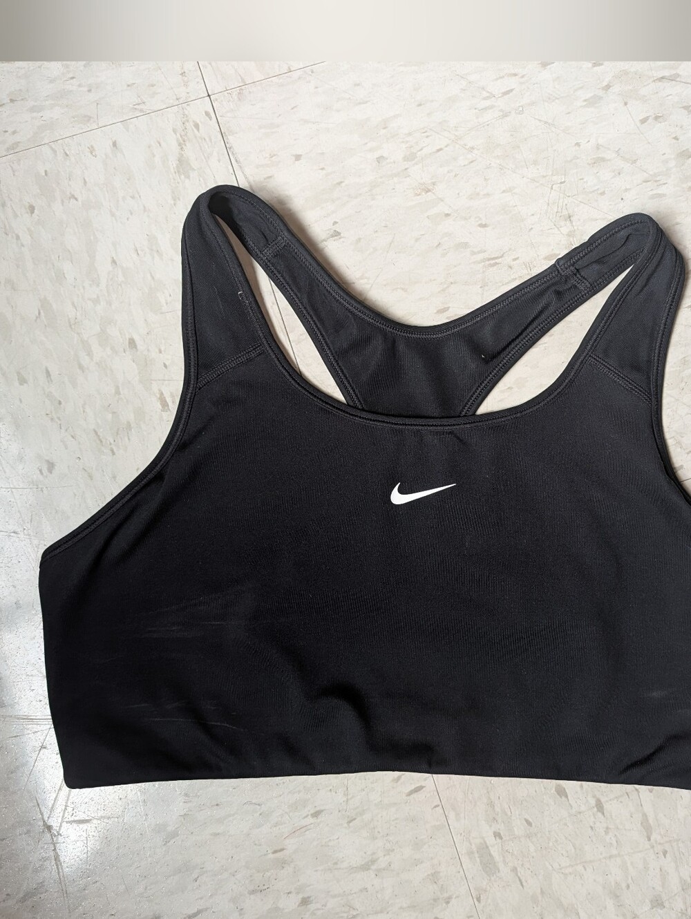 Nike Black Racerback Sports Bra with White Swoosh
